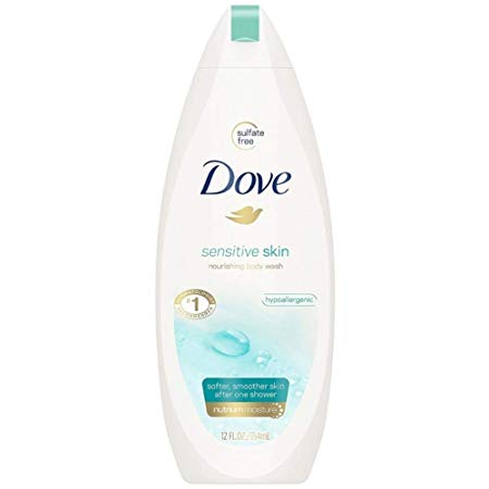 Dove Sensitive Skin Beauty Body Wash 12 oz (Pack of 2)