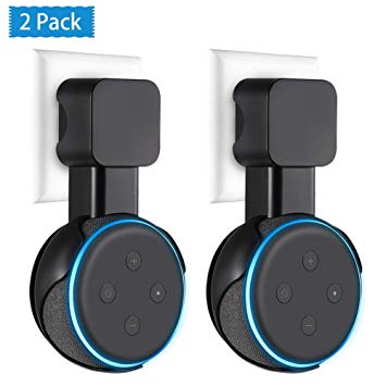 Sonomo Wall Mount Holder Hanger for Dot 3rd Generation, Compact Socket Stand Case Plug in Kitchens Bathroom and Bedroom, Built-in Cable Management (Black, 2 Pack)