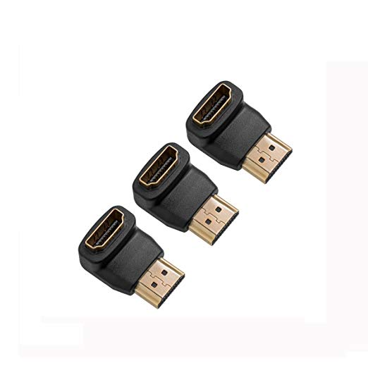 Addmore HDMI 90 Degree Angle Hdmi Connectors Male to Female Adapters-3pcs
