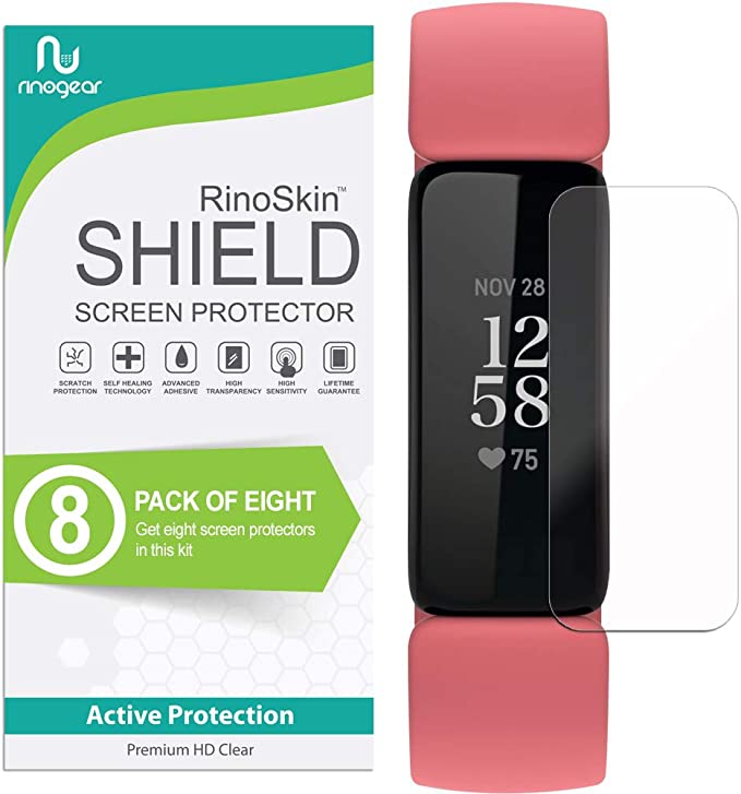 (8-Pack) RinoGear Screen Protector for Fitbit Inspire 2 Case Friendly Fitbit Inspire 2 Screen Protector Accessory Clear Film