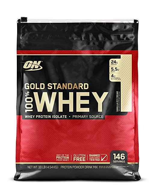 Optimum Nutrition Gold Standard 100% Whey Protein Powder, Vanilla Ice Cream, 10 Pound