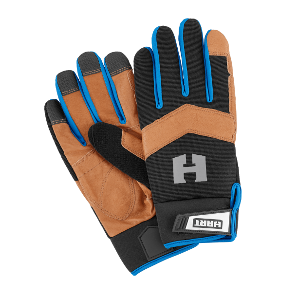 HART Leather Palm Work Gloves, 5-Finger Touchscreen Capable, XL