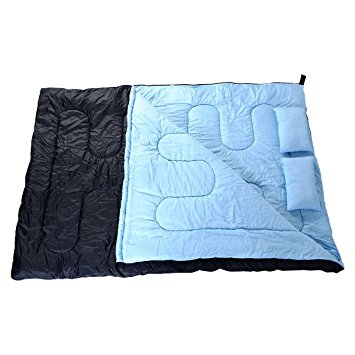 Giantex Large 2 Person 86" X 60" W /2 Pillows Double Sleeping Bag 32f/-5℃ Camping Hiking