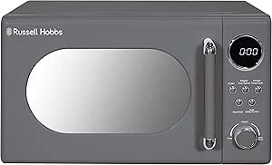 Russell Hobbs RHM2044G Retro 20 Litre Grey Digital Microwave, 800W, Mirror Finish, 8 Auto Cook Settings, 5 Power Levels