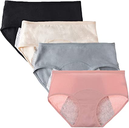 Teens Cotton Period Panties Girls Leak Proof Underwear Hipster Women Heavy Flow Briefs 4-Pack