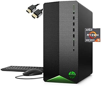 HP Pavilion Gaming Desktop, AMD Radeon RX 5500, AMD Ryzen 5 5600G Processor, 32 GB RAM, 1TB SSD, Windows 11 Home, 9 USB Ports, Keyboard and Mouse Combo, Pre-Built PC Tower, Black