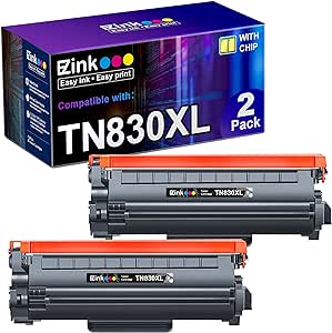 E-Z Ink (TM Compatible Toner Cartridge Replacement for Brother TN830XL TN830 TN 830 Toner Cartridges to use with HL-L2460DW DCP-L2640DW HL-L2480DW HL-L2400D HL-L2405W MFC-L2820DW Printer (2 Black)