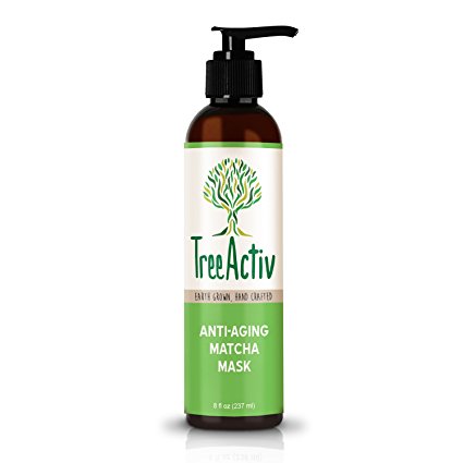 TreeActiv Anti-Aging Matcha Mask | Organic Matcha, Yogurt Powder, Honey, Vitamin E, Peppermint Water | 100% Natural Face Mask for Dry Skin, Wrinkles & Lines | Exfoliate, Detoxify & Moisturize Skin