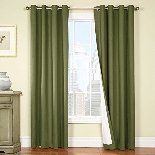 jinchan Blackout Bedroom Window Panels, Light Blocking Thermal Lined Curtains for Bedroom / Living Room, 95 Inches Long, Sage, Grommet Top, Sold Individually