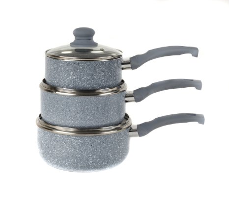 Russell Hobbs BW03721DB Stone Collection 3 Piece Grey Pressed Pan Set