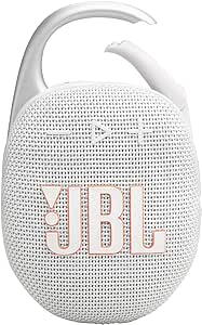 JBL Clip 5 - Ultra-Portable, Waterproof and Dustproof Bluetooth Speaker, Integrated Carabiner, Up to 12 Hours of Play, Made in Part with Recycled Materials (White)