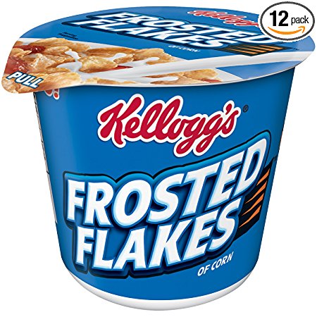 Kellogg's Frosted Flakes Single Serve Breakfast Cereal Cups, 2.1-Ounce Cup (Pack of 12)