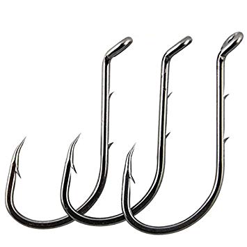 AGOOL 50-150 pcs Fishing Jig Hooks Extra Sharp Octopus Baitholder Hooks Black High Carbon Steel Circle Hooks for Fresh/Saltwater Boat Fishing - Size: 8#-6/0#