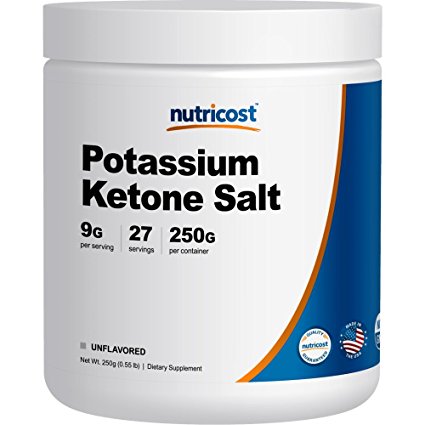 Nutricost Potassium BHB Salts, Exogenous Ketone Supplement, 6.4g Beta-Hydroxybutyrate Per Serving, 250 Grams