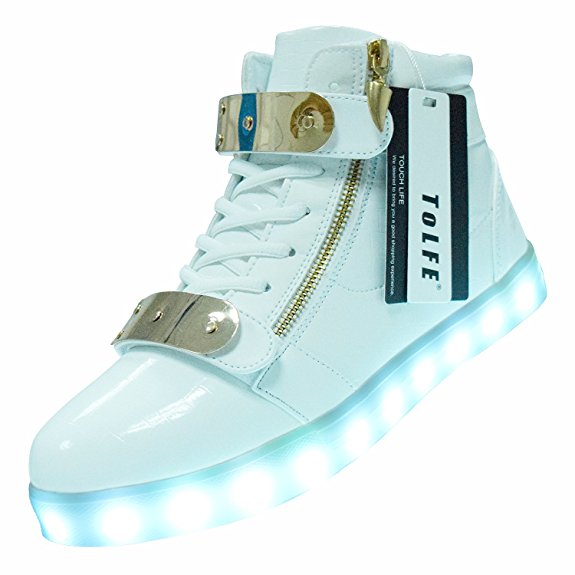ToLFE Men Women High Top USB Charging LED Light Up Shoes Flashing Sneakers