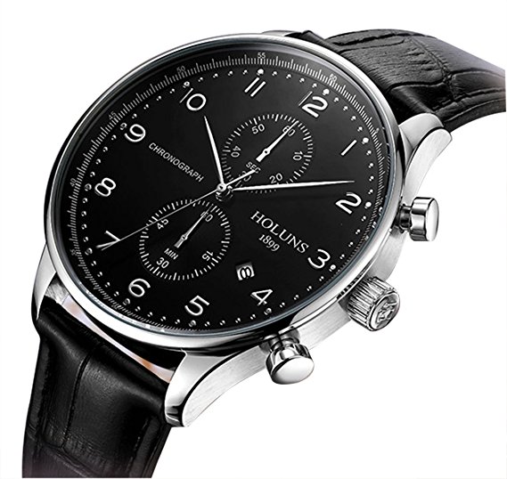 Gosasa 48mm Men Quartz Waterproof Black Watch Men's Sapphire Chronograph Business Wristwatches