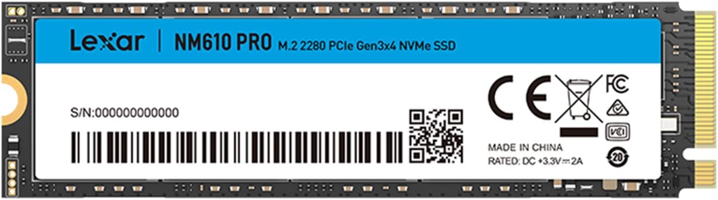 Lexar NM610PRO 1TB SSD, NVME 1.4 PCIe Gen3x4 M.2 2280 Internal SSD, Up to 3300MB/s Read, 2600MB/s Write, 3D NAND Flash Internal Solid State Drive for Laptop, Desktop Computer, PC