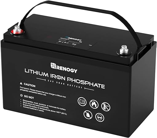 Renogy 24V 50Ah LiFePO4 Deep Cycle Lithium Battery, Over 3500 Cycles, Built-in BMS, Backup Power Perfect for Solar Storage System, RV, Marine, Trolling Motors, Golf Carts and Other Off-Grid System