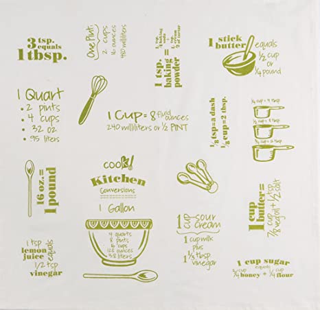 Kay Dee Designs Cook's Kitchen Conversions & Equivalents Krinkle Flour Sack Towel Pear