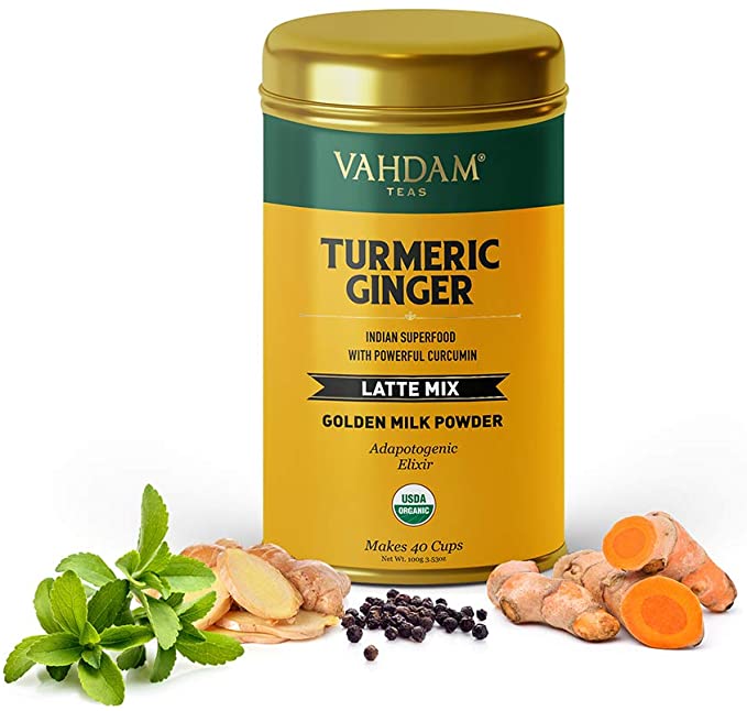 VAHDAM, Turmeric   Ginger Latte. 40 Cups (100g) | Golden Milk Powder with Powerful Curcumin | Turmeric Powder   Ginger | Turmeric Latte | Turmeric Tea | Brew Hot or Iced