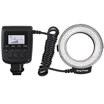 SAMTIAN RF-550D Macro LED Ring Flash, Versatile Lighting for Macro Close-up Photography (8 Adapter Rings, 3 Flash Diffusers, LCD Display) For Canon Nikon Sony Mi Hot Shoe and Other DSLR Camera