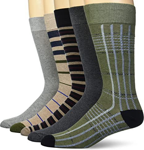 Amazon Essentials Men's 5-Pack Patterned Dress Socks