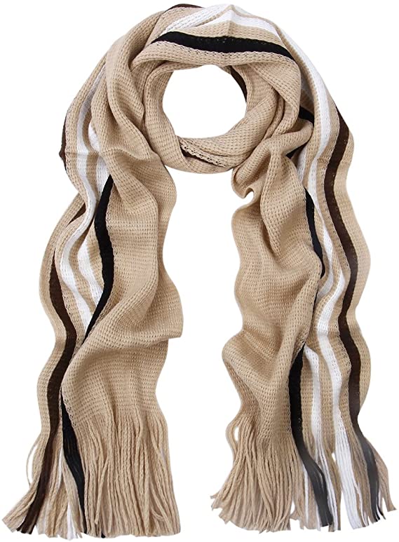 Classic Premium Unisex Striped Winter Knit Fringe Scarf