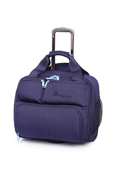 IT Luggage Under Seat 2 Wheel Case 39cm Carry-on Luggage Navy Blue