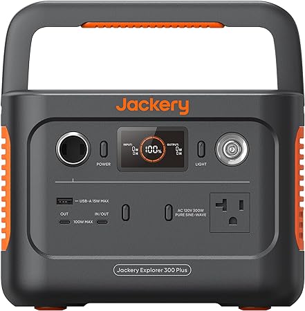 Jackery Explorer 300 Plus Portable Power Station, 288Wh Backup LiFePO4 Battery, 300W AC Outlet, 3.75 KG Solar Generator (Solar Panel Not Included) for RV, Outdoors, Camping, Traveling, and Emergencies