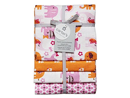 Carter's Receiving Blanket, Pink Elephant, 4 Count