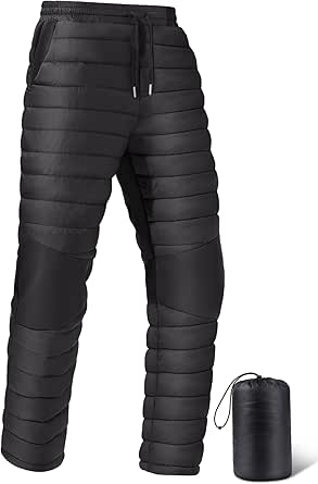 FREE SOLDIER Men's Warm Utility Puffy Quilted Insulated Pants Windproof Winter Pants