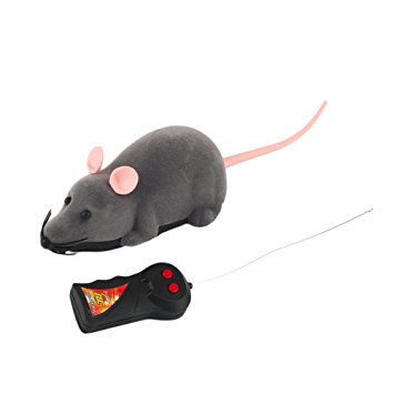 ROSENICE Electronic Remote Control Rat Plush Mouse Toy for Cat Dog Kid (Gray)