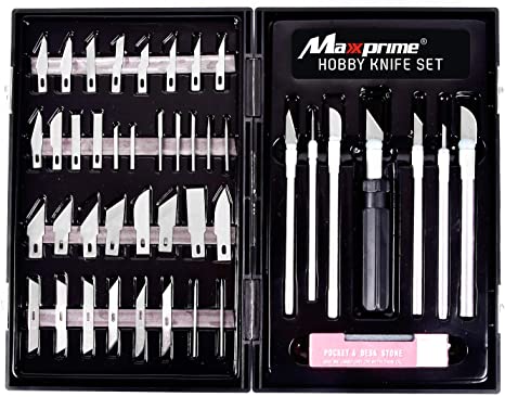 Hobby Knife Set, Cutter Utility, Precision Craft Knife, Pocket Knife, Suitable for Cutting and Trimming Paper, Cardboard, Fruit, Leather, Fabric, Plastic, for Art, Hobby, Scrapbooking and Sculpture
