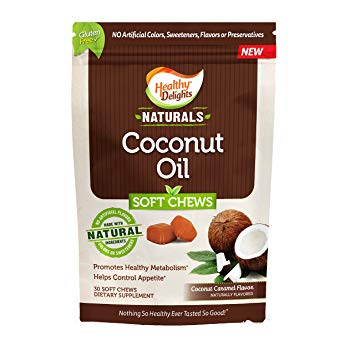 Healthy Delights Naturals, Coconut Oil Soft Chews, 500 mg of Coconut Oil, Controls Appetite, Promotes Healthy Metabolism, Delicious Coconut Flavor, 30 Count