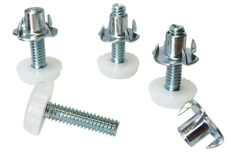 D.H.S. Medium Duty Nylon Furniture Levelers - 1/4" Threaded Shank w/T-Nuts - 400 Lb. Total Capacity - Adjusts from 0" to 3/4" - Set of 4
