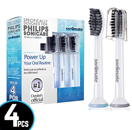 Premium Generic Philips Sonicare Replacement Toothbrush Heads for ProResults Diamond Clean Healthy White FlexCare with Activated Bamboo Charcoal Bristles Brush Head - 4 Pack