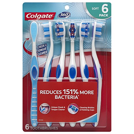 Colgate 360 Toothbrush, 6 Pack, Soft, Whole Mouth Clean