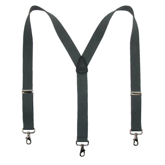CTM® Mens Elastic Solid Color Suspender with Metal Swivel Hook Clip End