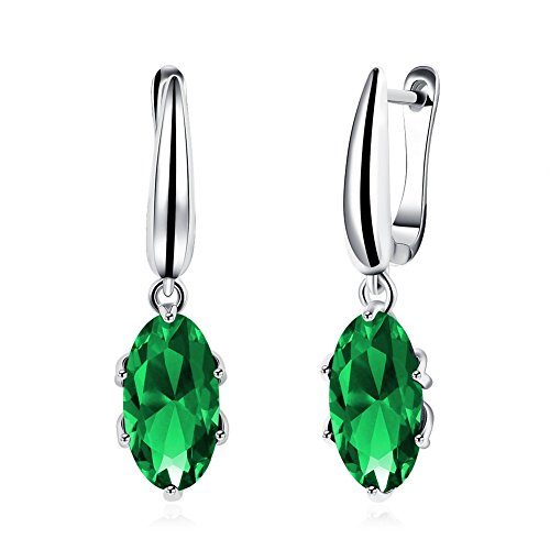 KenDier Oval Emerald Swarovski Elements Cubic Zirconia Stone Earrings Mother's Day Gift for Women