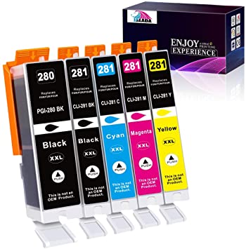 Jalada Compatible Ink Cartridges Replacement for Canon 280 281 PGI-280XXL CLI-281XXL for PIXMA TR8520 TS8220 TR7520 TS9120 TS6120 TS6220 TS8120 TS9520 TS6320 TS9521C TS8320 TS702 (5 Pack)