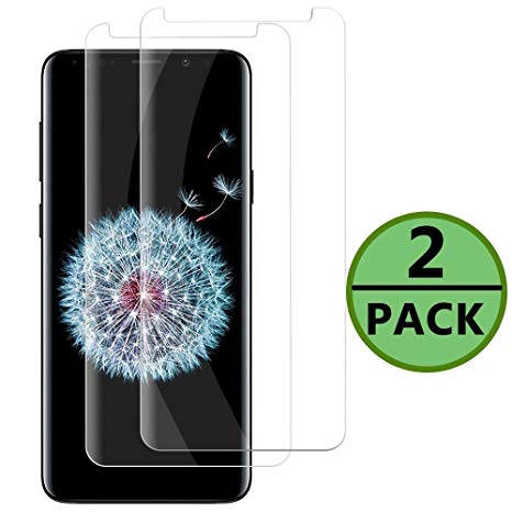 Galaxy S9 Plus Clear Screen Protector [3D Curved Edge][Scratch resistance][Case Friendly/96% coverage][Bubble-Free ]9H Hardness Tempered Glass Screen Protector for Samsung Galaxy S9 Plus [2-Pack]