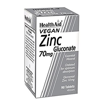 HealthAid Zinc Gluconate 70mg - 90 Vegan Tablets