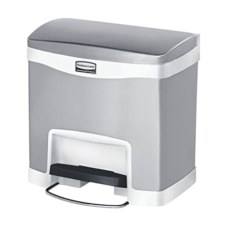 Rubbermaid Commercial Slim Jim Stainless Steel Front Step-On Wastebasket, 4-gallon, White (1901984)