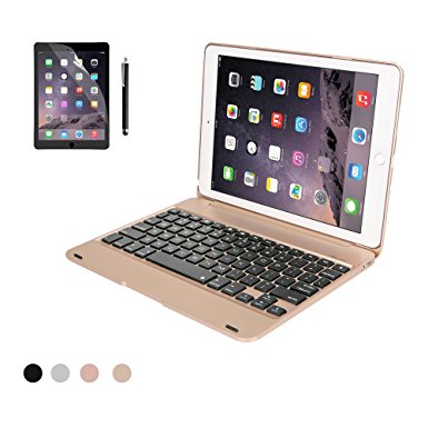 iPad Pro 9.7 / iPad Air 2 Keyboard Case, Earto Slim Smart Folio Case Bluetooth Keyboard Case Cover with Auto Sleep / Wake for iPad Pro 9.7 and iPad Air 2(Gold)