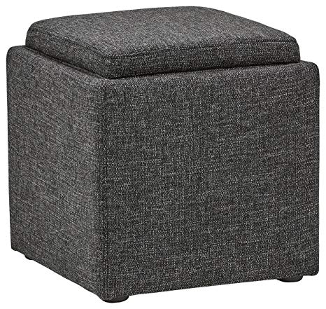 Rivet Ross Tweed Modern Lift-Top Storage Ottoman, 18"W, Caviar