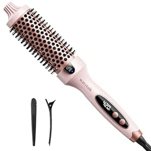 Wavytalk Thermal Brush, Negative Ion Thermal Brush with Ceramic Tourmaline, 1.5 inch Heated Round Brush for Blowout Look, Thermal Round Brush Dual Voltage, Pink