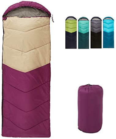 Camping Sleeping Bag Indoor& Outdoor Use-3 Season Warm Cool Weather-Lightweight Waterproof Washable Comfort for Hiking, Traveling Camping Gear Equipment Great for Kids, Teens& Adults