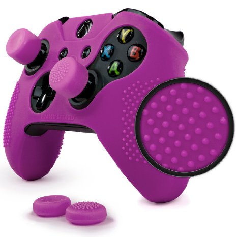 ParticleGrip STUDDED Skin Set for Xbox One by Foamy Lizard ® PATENT PENDING Silicone Skin Cover Antislip Studs PLUS a matching set of 4 AceShot Analog Thumb Grips PURPLE