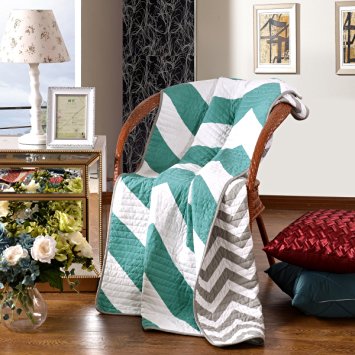 Premium Reversible Quilted Throw Blankets Chevron Design 50" x 60" Machine Washable and Dryable
