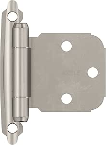 Amerock BPR7629G10 | Face Frame Cabinet Hinge | Variable Overlay Self Closing Face Mount | Satin Nickel | Kitchen Cabinet Door Hinge | 1 Pair/Pack | Functional Hardware